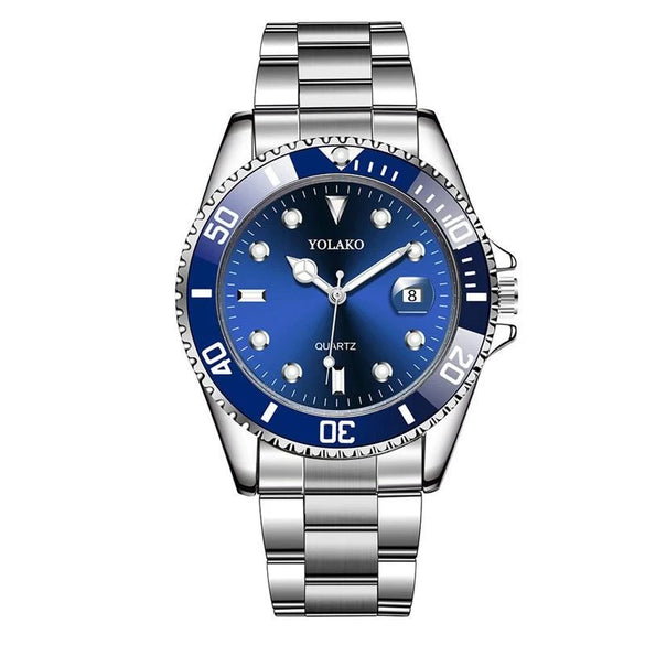 Multifunctional Fashion Quartz Watch For Men Alloy Case Round Dial Steel Band