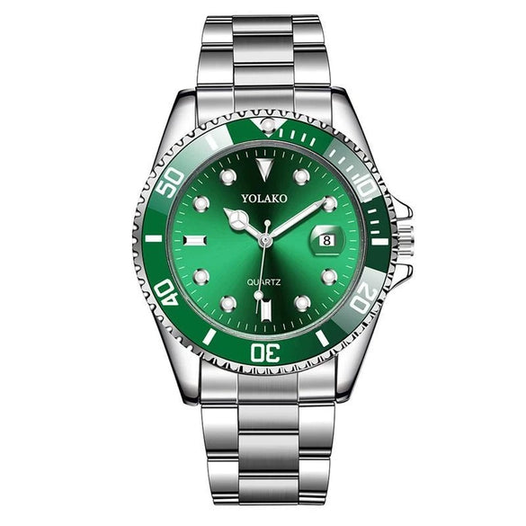 Multifunctional Fashion Quartz Watch For Men Alloy Case Round Dial Steel Band