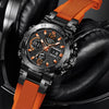 Multifunctional Fashion Sports Watch Waterproof Luminous Dual Display Alloy Alloy Case Silicone Strap Mineral Reinforced Mirror Round Dial Minimalist Style For Men