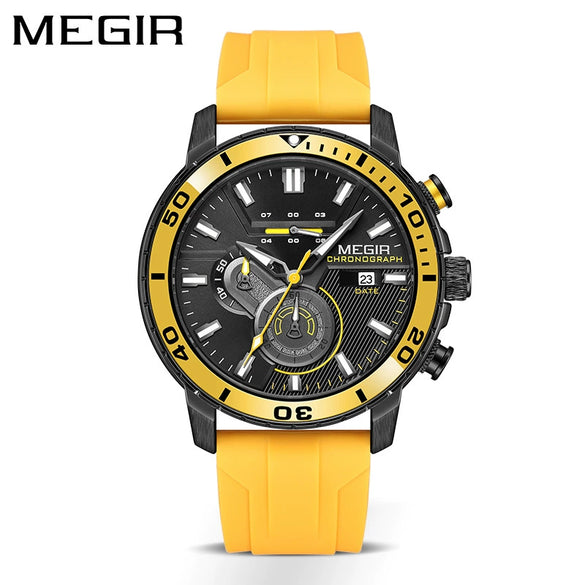 Multifunctional Fashion Timing Sports Watch Alloy Case Silicone Strap Round Dial Male