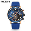 Multifunctional Fashion Timing Sports Watch Alloy Case Silicone Strap Round Dial Male