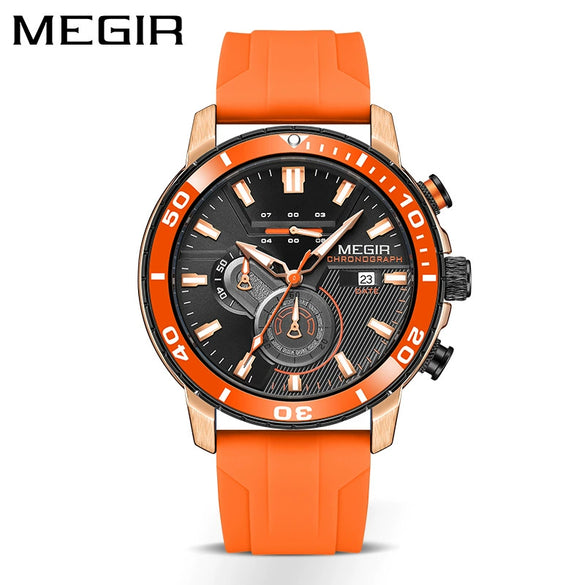 Multifunctional Fashion Timing Sports Watch Alloy Case Silicone Strap Round Dial Male