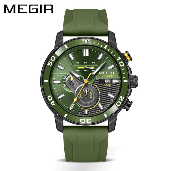Multifunctional Fashion Timing Sports Watch Alloy Case Silicone Strap Round Dial Male