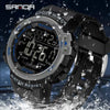 Multifunctional Luminous Electronic Watch Abs Case Tpu Strap Round Dial Simple Style For Men