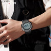 Multifunctional Luminous Electronic Watch Abs Case Tpu Strap Round Dial Simple Style For Men