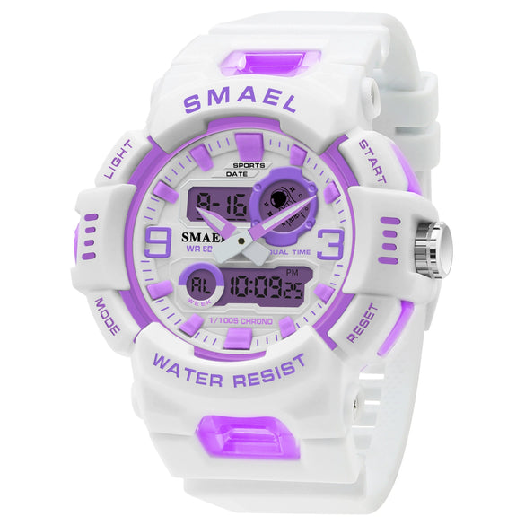 Multifunctional Luminous Electronic Watch Plastic Plexlass Mirror Round Dial Youth Student Candy Color Sports