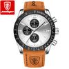 Multifunctional Luminous Men's Alloy And Genuine Leather Quartz Watch With Round Dial And Sport Style