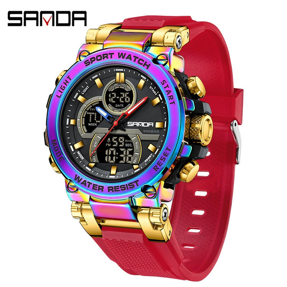 Multifunctional Luminous Men's Student Watch Zinc Alloy Acrylic Mirror Tpu Strap Round Dial