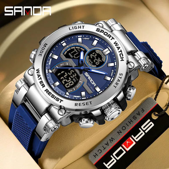 Multifunctional Luminous Men's Student Watch Zinc Alloy Acrylic Mirror Tpu Strap Round Dial