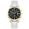 Multifunctional Luminous Single Calendar Casual Business Quartz Watch For Men Alloy Case Imitation Leather Strap Round Dial