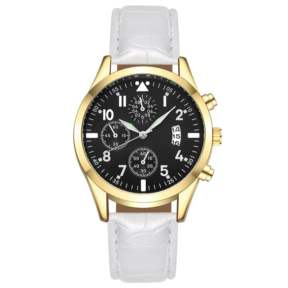 Multifunctional Luminous Single Calendar Casual Business Quartz Watch For Men Alloy Case Imitation Leather Strap Round Dial