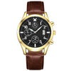 Multifunctional Luminous Single Calendar Casual Business Quartz Watch For Men Alloy Case Imitation Leather Strap Round Dial