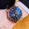 Multifunctional Men's Fully Automatic Mechanical Watch With Luminous Waterproof Moon Phase Round Dial Hollow Design Alloy Case Stainless Steel Strap And Butterfly Clasp