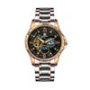 Multifunctional Men's Fully Automatic Mechanical Watch With Luminous Waterproof Moon Phase Round Dial Hollow Design Alloy Case Stainless Steel Strap And Butterfly Clasp