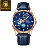 Multifunctional Men's Quartz Watch Alloy Case Genuine Leather Strap Round Dial Leisure Style