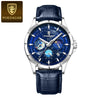 Multifunctional Men's Quartz Watch Alloy Case Genuine Leather Strap Round Dial Leisure Style