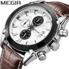 Multifunctional Men's Quartz Watch Casual Fashion Waterproof Alloy Case Genuine Leather Strap Round Dial