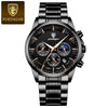 Multifunctional Men's Stainless Steel Band Quartz Watch With Round Dial And Onion Crown Leisure Style