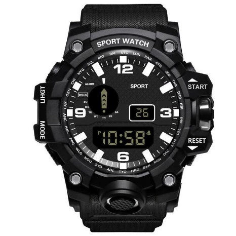 Multifunctional Outdoor Sports Watch Alloy Case Stainless Steel Buckle Round Dial Fashion Style