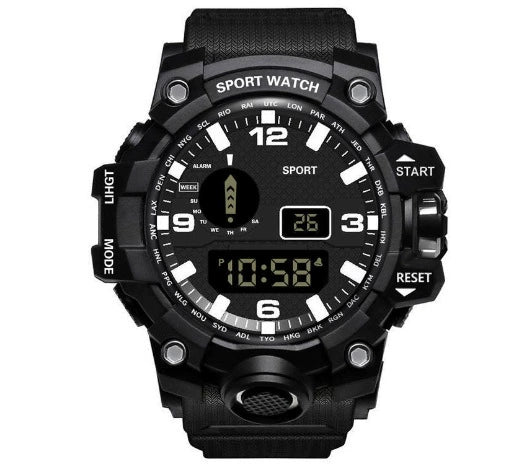 Multifunctional Outdoor Sports Watch Alloy Case Stainless Steel Buckle Round Dial Fashion Style