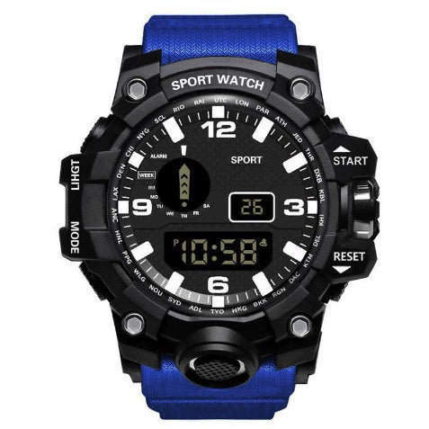 Multifunctional Outdoor Sports Watch Alloy Case Stainless Steel Buckle Round Dial Fashion Style