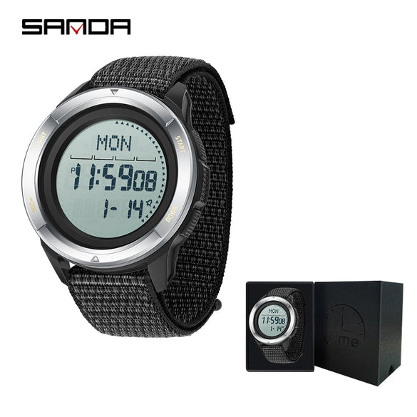 Multifunctional Outdoor Sports Watch Zinc Alloyabs Case Nylon Strap Round Dial Fstn Screen