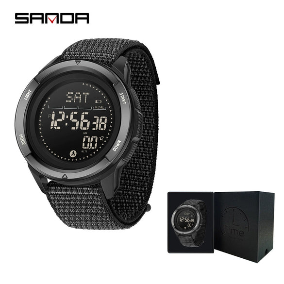 Multifunctional Outdoor Sports Watch Zinc Alloyabs Case Nylon Strap Round Dial Fstn Screen