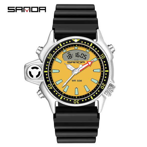 Multifunctional Outdoor Waterproof Electronic Watch Zinc Alloy Case Silicone Strap Round Dial Sporty And Minimalist Style For Men And Women