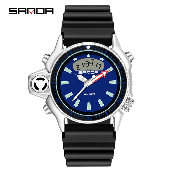 Multifunctional Outdoor Waterproof Electronic Watch Zinc Alloy Case Silicone Strap Round Dial Sporty And Minimalist Style For Men And Women