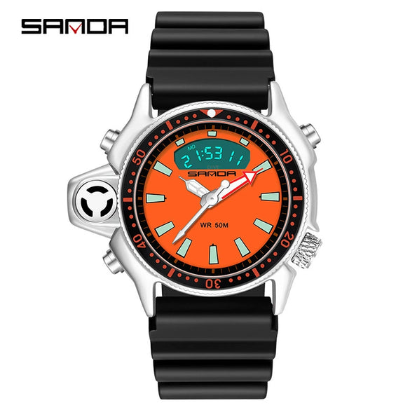Multifunctional Outdoor Waterproof Electronic Watch Zinc Alloy Case Silicone Strap Round Dial Sporty And Minimalist Style For Men And Women