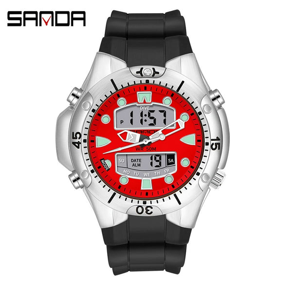 Multifunctional Outdoor Waterproof Electronic Watch Zinc Alloy Case Silicone Strap Round Dial Sporty And Minimalist Style For Men And Women