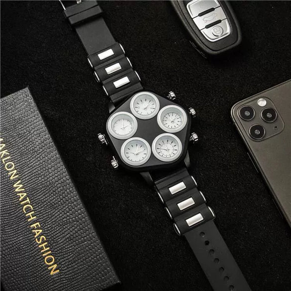 Multifunctional Personality Men's Watch Hip Hop Punk Style Plastic Case Rhombus Dial