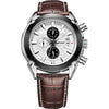Multifunctional Quartz Men's Watch Alloy Case Genuine Leather Strap Round Dial