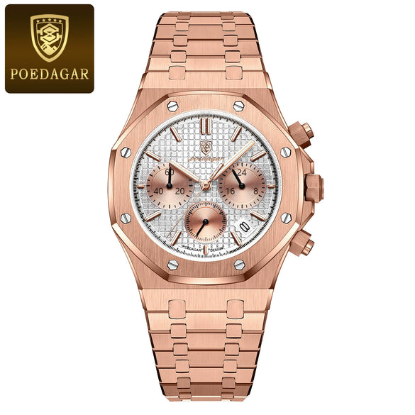 Multifunctional Quartz Men's Watch Alloy Stainless Steel Sports Square Design