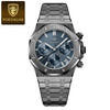 Multifunctional Quartz Men's Watch Alloy Stainless Steel Sports Square Design