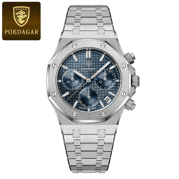 Multifunctional Quartz Men's Watch Alloy Stainless Steel Sports Square Design