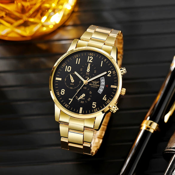 Multifunctional Quartz Movement Casual Men's Watch Alloy Case Ordinary Glass Mirror
