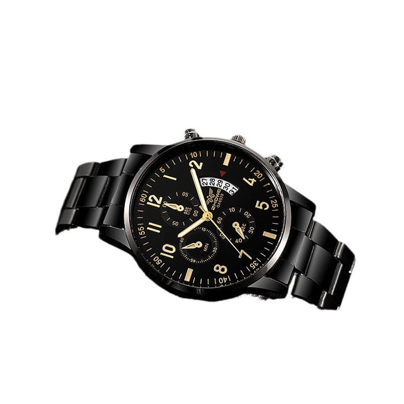 Multifunctional Quartz Movement Casual Men's Watch Alloy Case Ordinary Glass Mirror