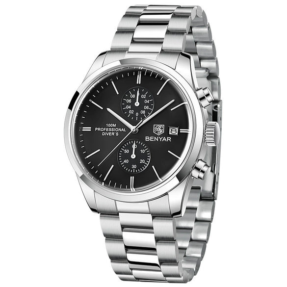 Multifunctional Quartz Movement Leather Strap Men's Business Leisure Calendar Watch With Stainless Steel Buckle And Round Dial