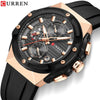 Multifunctional Silicone Band Sport Calendar Waterproof Casual Men's Alloy Case Ordinary Glass Mirror Round Dial Business Style Watch