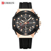 Multifunctional Silicone Band Sport Calendar Waterproof Casual Men's Alloy Case Ordinary Glass Mirror Round Dial Business Style Watch