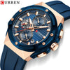 Multifunctional Silicone Band Sport Calendar Waterproof Casual Men's Alloy Case Ordinary Glass Mirror Round Dial Business Style Watch