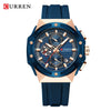 Multifunctional Silicone Band Sport Calendar Waterproof Casual Men's Alloy Case Ordinary Glass Mirror Round Dial Business Style Watch
