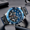Multifunctional Sports Chronograph Calendar Luminous Waterproof Men's Watch Alloy Case Genuine Leather Strap Mineral Strengthened Glass Mirror