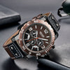 Multifunctional Sports Chronograph Calendar Luminous Waterproof Men's Watch Alloy Case Genuine Leather Strap Mineral Strengthened Glass Mirror