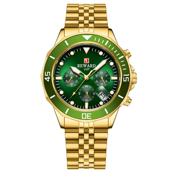 Multifunctional Sports Quartz Watch For Men Alloy Case Stainless Steel Band Round Dial