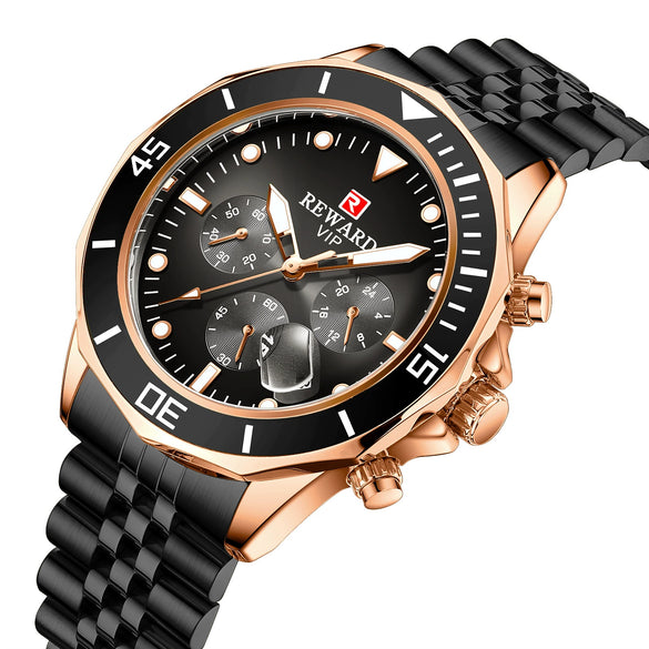 Multifunctional Sports Quartz Watch For Men Alloy Case Stainless Steel Band Round Dial