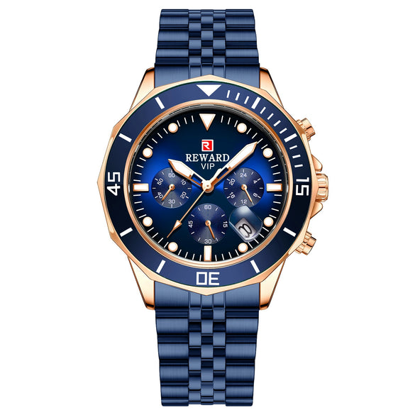 Multifunctional Sports Quartz Watch For Men Alloy Case Stainless Steel Band Round Dial
