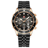 Multifunctional Sports Quartz Watch For Men Alloy Case Stainless Steel Band Round Dial