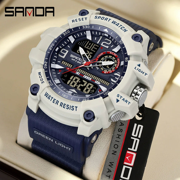 Multifunctional Sports Watch Abs Case Acrylic Mirror Tpu Strap Round Dial Student Style